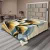 Ambesonne Eucalyptus Leaves Flat Sheet, Leafy Branches Summer Flowers on Neutral Marble Print Back, Soft Comfortable Top Sheet Decorative Bedding 1 Piece, Queen Size, Fern Green Pastel Yellow(Mustard Blue Grey Cream)