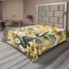 Ambesonne Eucalyptus Leaves Flat Sheet, Leafy Branches Summer Flowers on Neutral Marble Print Back, Soft Comfortable Top Sheet Decorative Bedding 1 Piece, Queen Size, Fern Green Pastel Yellow(Mustard and Laurel Green)