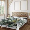 Ambesonne Eucalyptus Leaves Flat Sheet, Leafy Branches Summer Flowers on Neutral Marble Print Back, Soft Comfortable Top Sheet Decorative Bedding 1 Piece, Queen Size, Fern Green Pastel Yellow(Dark Blue Grey and Green)