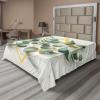 Ambesonne Eucalyptus Leaves Flat Sheet, Leafy Branches Summer Flowers on Neutral Marble Print Back, Soft Comfortable Top Sheet Decorative Bedding 1 Piece, Queen Size, Fern Green Pastel Yellow(Peacock Green Mustard)