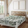 Ambesonne Eucalyptus Leaves Flat Sheet, Leafy Branches Summer Flowers on Neutral Marble Print Back, Soft Comfortable Top Sheet Decorative Bedding 1 Piece, Queen Size, Fern Green Pastel Yellow(Ivory and Laurel Green)