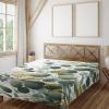 Ambesonne Eucalyptus Leaves Flat Sheet, Leafy Branches Summer Flowers on Neutral Marble Print Back, Soft Comfortable Top Sheet Decorative Bedding 1 Piece, Queen Size, Fern Green Pastel Yellow(Mustard and Peacock Green)