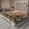 Ambesonne Eucalyptus Leaves Flat Sheet, Leafy Branches Summer Flowers on Neutral Marble Print Back, Soft Comfortable Top Sheet Decorative Bedding 1 Piece, Queen Size, Fern Green Pastel Yellow(Rose and Olive Green)
