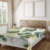 Ambesonne Eucalyptus Leaves Flat Sheet, Leafy Branches Summer Flowers on Neutral Marble Print Back, Soft Comfortable Top Sheet Decorative Bedding 1 Piece, Queen Size, Fern Green Pastel Yellow(Fern Green Yellow and White)