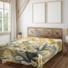 Ambesonne Eucalyptus Leaves Flat Sheet, Leafy Branches Summer Flowers on Neutral Marble Print Back, Soft Comfortable Top Sheet Decorative Bedding 1 Piece, Queen Size, Fern Green Pastel Yellow(Mustard and Laurel Green)