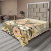 Ambesonne Eucalyptus Leaves Flat Sheet, Leafy Branches Summer Flowers on Neutral Marble Print Back, Soft Comfortable Top Sheet Decorative Bedding 1 Piece, Queen Size, Fern Green Pastel Yellow(Blush Eggshell Amber)