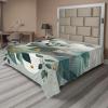 Ambesonne Eucalyptus Leaves Flat Sheet, Leafy Branches Summer Flowers on Neutral Marble Print Back, Soft Comfortable Top Sheet Decorative Bedding 1 Piece, Queen Size, Fern Green Pastel Yellow(Dark Sea Green Grey Teal)