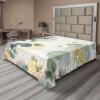 Ambesonne Eucalyptus Leaves Flat Sheet, Leafy Branches Summer Flowers on Neutral Marble Print Back, Soft Comfortable Top Sheet Decorative Bedding 1 Piece, Queen Size, Fern Green Pastel Yellow(Laurel Green Blue Cream)
