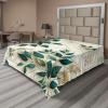 Ambesonne Eucalyptus Leaves Flat Sheet, Leafy Branches Summer Flowers on Neutral Marble Print Back, Soft Comfortable Top Sheet Decorative Bedding 1 Piece, Queen Size, Fern Green Pastel Yellow(Dark Teal Amber Ivory)