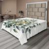 Ambesonne Eucalyptus Leaves Flat Sheet, Leafy Branches Summer Flowers on Neutral Marble Print Back, Soft Comfortable Top Sheet Decorative Bedding 1 Piece, Queen Size, Fern Green Pastel Yellow(Laurel Green White)