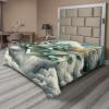 Ambesonne Eucalyptus Leaves Flat Sheet, Leafy Branches Summer Flowers on Neutral Marble Print Back, Soft Comfortable Top Sheet Decorative Bedding 1 Piece, Queen Size, Fern Green Pastel Yellow(Grey Teal Earth Yellow)