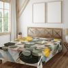 Ambesonne Eucalyptus Leaves Flat Sheet, Leafy Branches Summer Flowers on Neutral Marble Print Back, Soft Comfortable Top Sheet Decorative Bedding 1 Piece, Queen Size, Fern Green Pastel Yellow(Orange Blue Grey Peach)