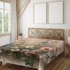 Ambesonne Eucalyptus Leaves Flat Sheet, Leafy Branches Summer Flowers on Neutral Marble Print Back, Soft Comfortable Top Sheet Decorative Bedding 1 Piece, Queen Size, Fern Green Pastel Yellow(Rose and Olive Green)