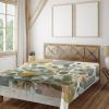 Ambesonne Eucalyptus Leaves Flat Sheet, Leafy Branches Summer Flowers on Neutral Marble Print Back, Soft Comfortable Top Sheet Decorative Bedding 1 Piece, Queen Size, Fern Green Pastel Yellow(Green Multicolor)