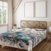 Ambesonne Eucalyptus Leaves Flat Sheet, Leafy Branches Summer Flowers on Neutral Marble Print Back, Soft Comfortable Top Sheet Decorative Bedding 1 Piece, Queen Size, Fern Green Pastel Yellow(Blush and Sea Blue)