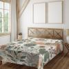 Ambesonne Eucalyptus Leaves Flat Sheet, Leafy Branches Summer Flowers on Neutral Marble Print Back, Soft Comfortable Top Sheet Decorative Bedding 1 Piece, Queen Size, Fern Green Pastel Yellow(Pale Rose Slate Blue)