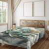 Ambesonne Eucalyptus Leaves Flat Sheet, Leafy Branches Summer Flowers on Neutral Marble Print Back, Soft Comfortable Top Sheet Decorative Bedding 1 Piece, Queen Size, Fern Green Pastel Yellow(Grey Teal Earth Yellow)
