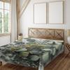 Ambesonne Eucalyptus Leaves Flat Sheet, Leafy Branches Summer Flowers on Neutral Marble Print Back, Soft Comfortable Top Sheet Decorative Bedding 1 Piece, Queen Size, Fern Green Pastel Yellow(Mustard and Reseda Green)