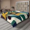 Ambesonne Eucalyptus Leaves Flat Sheet, Leafy Branches Summer Flowers on Neutral Marble Print Back, Soft Comfortable Top Sheet Decorative Bedding 1 Piece, Queen Size, Fern Green Pastel Yellow(Teal Mustard Blue)