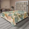 Ambesonne Eucalyptus Leaves Flat Sheet, Leafy Branches Summer Flowers on Neutral Marble Print Back, Soft Comfortable Top Sheet Decorative Bedding 1 Piece, Queen Size, Fern Green Pastel Yellow(Peach Green and Pale Orange)