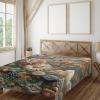 Ambesonne Eucalyptus Leaves Flat Sheet, Leafy Branches Summer Flowers on Neutral Marble Print Back, Soft Comfortable Top Sheet Decorative Bedding 1 Piece, Queen Size, Fern Green Pastel Yellow(Sepia Multicolor)