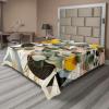 Ambesonne Eucalyptus Leaves Flat Sheet, Leafy Branches Summer Flowers on Neutral Marble Print Back, Soft Comfortable Top Sheet Decorative Bedding 1 Piece, Queen Size, Fern Green Pastel Yellow(Orange Blue Grey Peach)