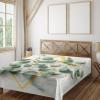 Ambesonne Eucalyptus Leaves Flat Sheet, Leafy Branches Summer Flowers on Neutral Marble Print Back, Soft Comfortable Top Sheet Decorative Bedding 1 Piece, Queen Size, Fern Green Pastel Yellow(Peacock Green Mustard)