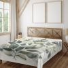 Ambesonne Eucalyptus Leaves Flat Sheet, Leafy Branches Summer Flowers on Neutral Marble Print Back, Soft Comfortable Top Sheet Decorative Bedding 1 Piece, Queen Size, Fern Green Pastel Yellow(Sage Green Off White)