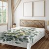 Ambesonne Eucalyptus Leaves Flat Sheet, Leafy Branches Summer Flowers on Neutral Marble Print Back, Soft Comfortable Top Sheet Decorative Bedding 1 Piece, Queen Size, Fern Green Pastel Yellow(Laurel Green White)