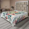 Ambesonne Eucalyptus Leaves Flat Sheet, Leafy Branches Summer Flowers on Neutral Marble Print Back, Soft Comfortable Top Sheet Decorative Bedding 1 Piece, Queen Size, Fern Green Pastel Yellow(Teal Multicolor)
