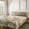 Ambesonne Eucalyptus Leaves Flat Sheet, Leafy Branches Summer Flowers on Neutral Marble Print Back, Soft Comfortable Top Sheet Decorative Bedding 1 Piece, Queen Size, Fern Green Pastel Yellow(Blush Eggshell Amber)