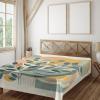 Ambesonne Eucalyptus Leaves Flat Sheet, Leafy Branches Summer Flowers on Neutral Marble Print Back, Soft Comfortable Top Sheet Decorative Bedding 1 Piece, Queen Size, Fern Green Pastel Yellow(Orange Dark Sea Green)