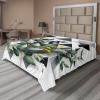 Ambesonne Eucalyptus Leaves Flat Sheet, Leafy Branches Summer Flowers on Neutral Marble Print Back, Soft Comfortable Top Sheet Decorative Bedding 1 Piece, Queen Size, Fern Green Pastel Yellow(Dark Blue Grey and Green)