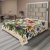 Ambesonne Eucalyptus Leaves Flat Sheet, Leafy Branches Summer Flowers on Neutral Marble Print Back, Soft Comfortable Top Sheet Decorative Bedding 1 Piece, Queen Size, Fern Green Pastel Yellow(Champagne and Multicolor)
