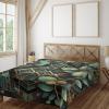 Ambesonne Eucalyptus Leaves Flat Sheet, Leafy Branches Summer Flowers on Neutral Marble Print Back, Soft Comfortable Top Sheet Decorative Bedding 1 Piece, Queen Size, Fern Green Pastel Yellow(Black Laurel Green Amber)