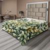 Ambesonne Eucalyptus Leaves Flat Sheet, Leafy Branches Summer Flowers on Neutral Marble Print Back, Soft Comfortable Top Sheet Decorative Bedding 1 Piece, Queen Size, Fern Green Pastel Yellow(Laurel Green Eggshell)