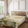 Ambesonne Eucalyptus Leaves Flat Sheet, Leafy Branches Summer Flowers on Neutral Marble Print Back, Soft Comfortable Top Sheet Decorative Bedding 1 Piece, Queen Size, Fern Green Pastel Yellow(Ivory Sage Green Mustard)
