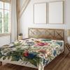Ambesonne Eucalyptus Leaves Flat Sheet, Leafy Branches Summer Flowers on Neutral Marble Print Back, Soft Comfortable Top Sheet Decorative Bedding 1 Piece, Queen Size, Fern Green Pastel Yellow(Champagne and Multicolor)