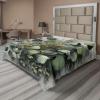 Ambesonne Eucalyptus Leaves Flat Sheet, Leafy Branches Summer Flowers on Neutral Marble Print Back, Soft Comfortable Top Sheet Decorative Bedding 1 Piece, Queen Size, Fern Green Pastel Yellow(Mustard and Reseda Green)