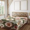 Ambesonne Eucalyptus Leaves Flat Sheet, Leafy Branches Summer Flowers on Neutral Marble Print Back, Soft Comfortable Top Sheet Decorative Bedding 1 Piece, Queen Size, Fern Green Pastel Yellow(Blush Forest Green Pink)