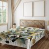 Ambesonne Eucalyptus Leaves Flat Sheet, Leafy Branches Summer Flowers on Neutral Marble Print Back, Soft Comfortable Top Sheet Decorative Bedding 1 Piece, Queen Size, Fern Green Pastel Yellow(Green Black Mustard)