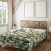 Ambesonne Eucalyptus Leaves Flat Sheet, Leafy Branches Summer Flowers on Neutral Marble Print Back, Soft Comfortable Top Sheet Decorative Bedding 1 Piece, Queen Size, Fern Green Pastel Yellow(Laurel Green Eggshell)