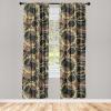 Ambesonne Exotic Curtains, Bird of Paradise Flowers Tropical Design Pattern Vintage Hawaiian Style, Window Treatments 2 Panel Set for Living Room Bedroom, Pair of – 28″ x 95″, Marigold Green Eggshell(Pale Brown Mustard and Black)