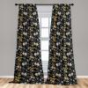 Ambesonne Exotic Curtains, Bird of Paradise Flowers Tropical Design Pattern Vintage Hawaiian Style, Window Treatments 2 Panel Set for Living Room Bedroom, Pair of – 28″ x 95″, Marigold Green Eggshell(Mustard Grey and Black)