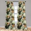 Ambesonne Exotic Curtains, Bird of Paradise Flowers Tropical Design Pattern Vintage Hawaiian Style, Window Treatments 2 Panel Set for Living Room Bedroom, Pair of – 28″ x 95″, Marigold Green Eggshell(Marigold Green Eggshell)