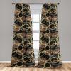 Ambesonne Exotic Curtains, Bird of Paradise Flowers Tropical Design Pattern Vintage Hawaiian Style, Window Treatments 2 Panel Set for Living Room Bedroom, Pair of – 28″ x 95″, Marigold Green Eggshell(Pale Brown Mustard and Black)