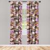 Ambesonne Exotic Curtains, Bird of Paradise Flowers Tropical Design Pattern Vintage Hawaiian Style, Window Treatments 2 Panel Set for Living Room Bedroom, Pair of – 28″ x 95″, Marigold Green Eggshell(Redwood Lilac Black)