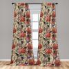 Ambesonne Exotic Curtains, Bird of Paradise Flowers Tropical Design Pattern Vintage Hawaiian Style, Window Treatments 2 Panel Set for Living Room Bedroom, Pair of – 28″ x 95″, Marigold Green Eggshell(Salmon Quartz Camel)