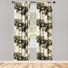 Ambesonne Exotic Curtains, Bird of Paradise Flowers Tropical Design Pattern Vintage Hawaiian Style, Window Treatments 2 Panel Set for Living Room Bedroom, Pair of – 28″ x 95″, Marigold Green Eggshell(Mustard Black and White)