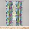 Ambesonne Exotic Curtains, Bird of Paradise Flowers Tropical Design Pattern Vintage Hawaiian Style, Window Treatments 2 Panel Set for Living Room Bedroom, Pair of – 28″ x 95″, Marigold Green Eggshell(Green Blue and Pink)